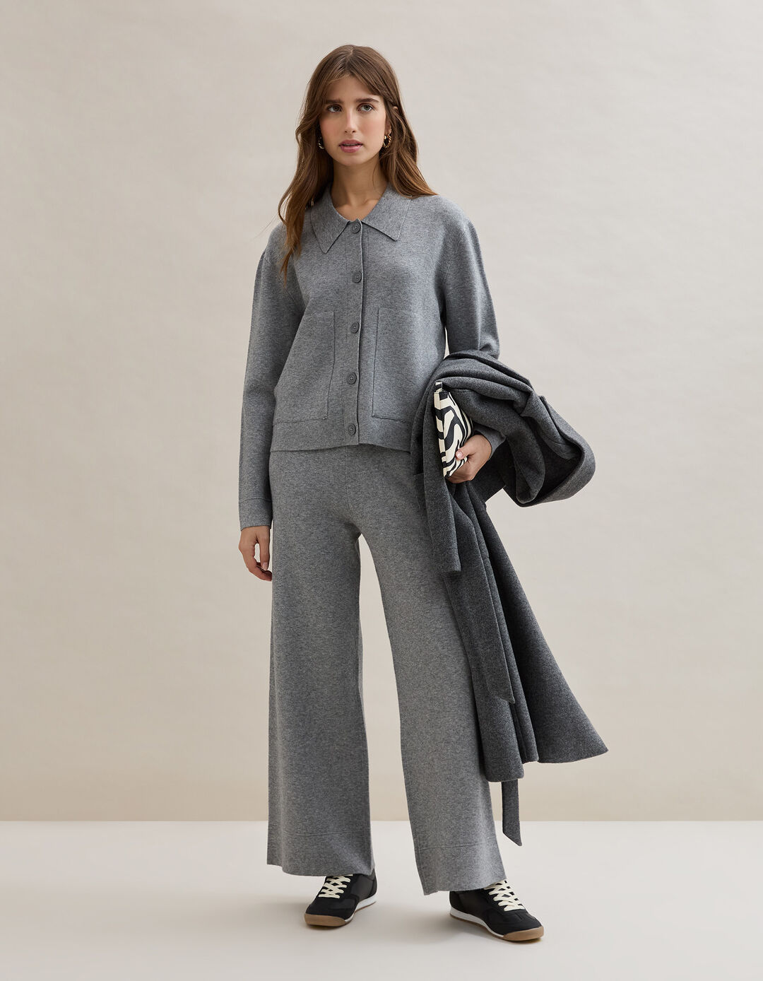 Casaco de Malha, Mulher, Cinzento