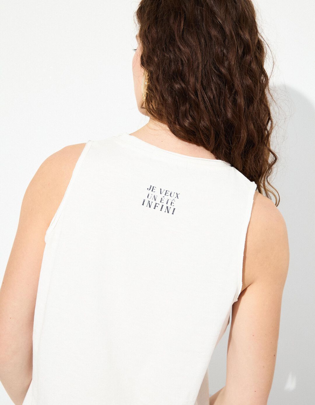 T-shirt sem Mangas, Mulher, Bege Claro 