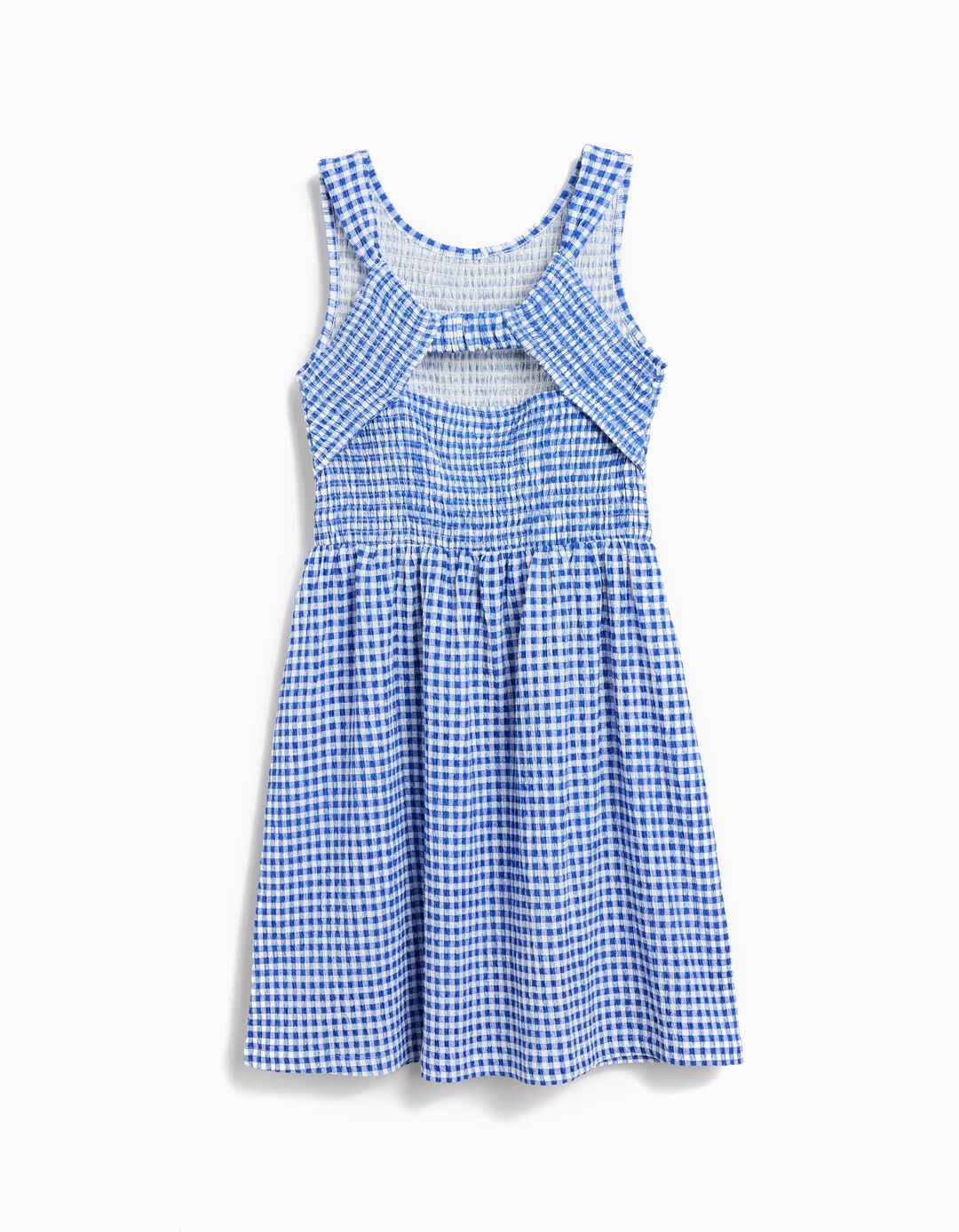 Vestido com Padrão Vichy, Menina, Azul 