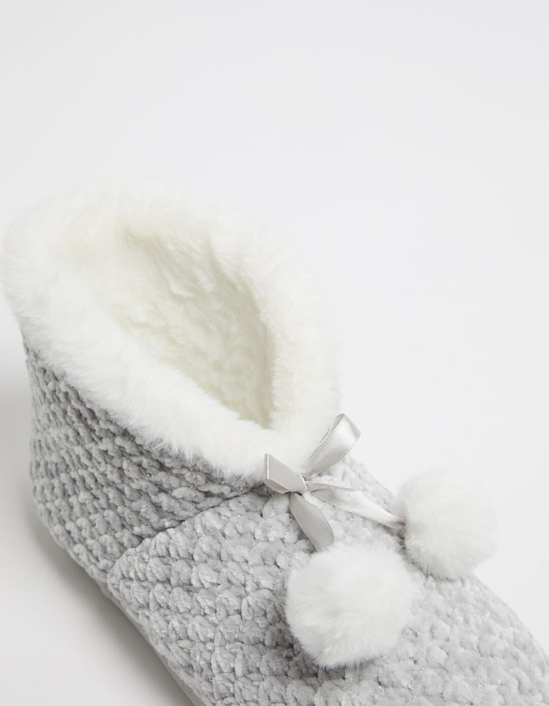 Botinhas Lurex Pompons, Mulher, Cinzento
