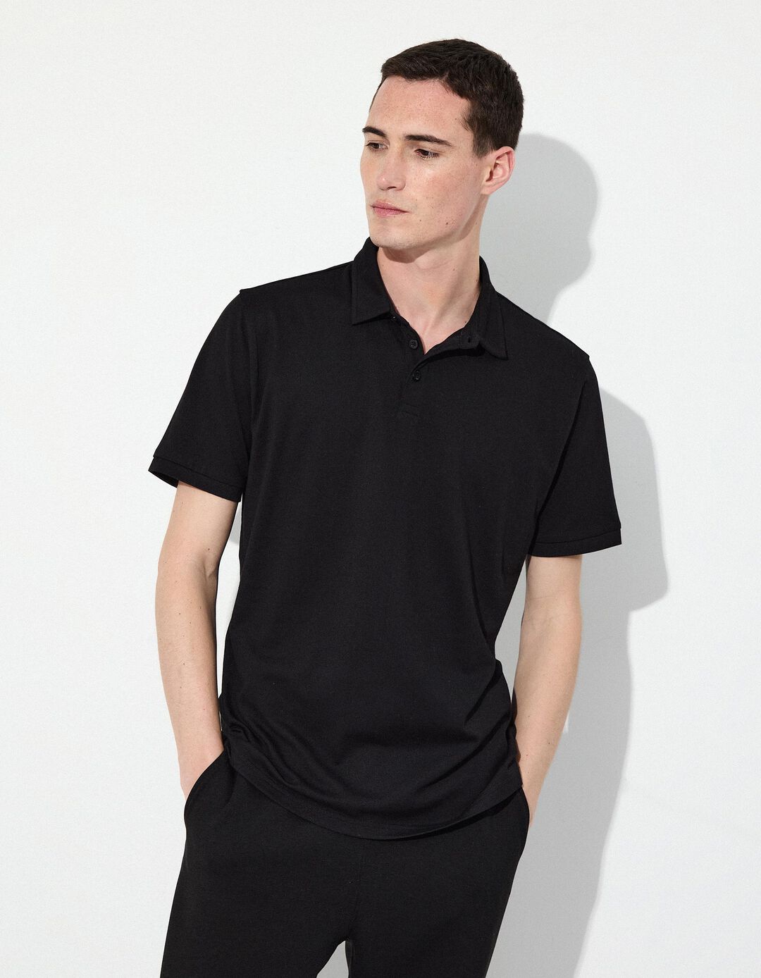 Polo Coolmax®, Homem, Preto