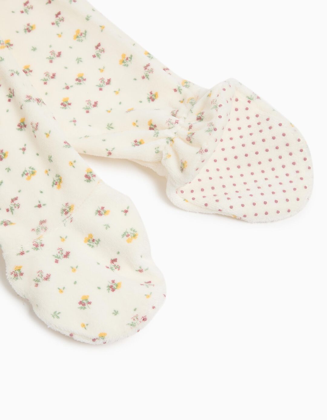 Pijama Aveludado Estampado, Bebé, Bege Claro