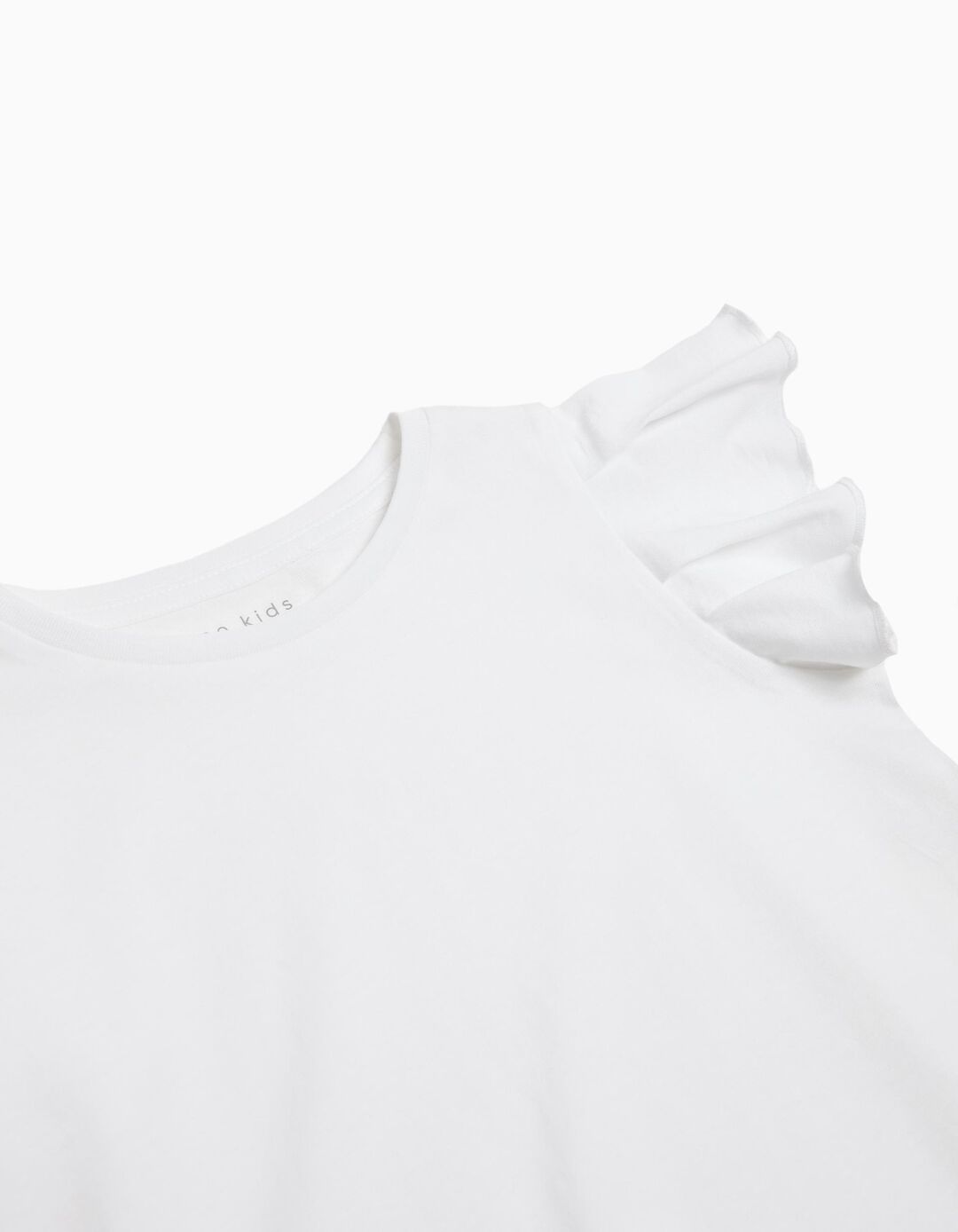 T-shirt Folhos, Menina, Branco