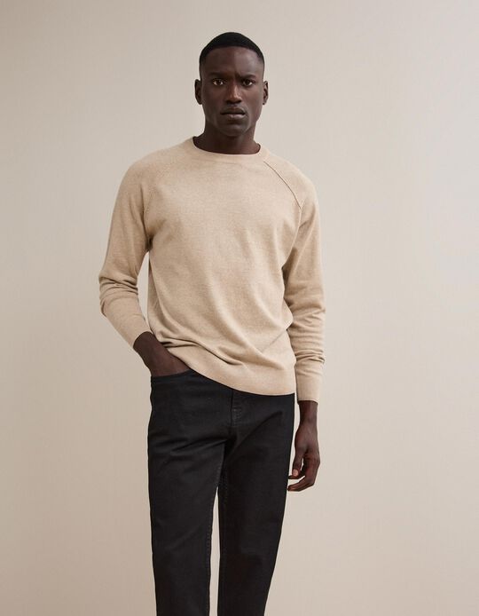 Comprar Online Camisola De Malha, Homem, Bege Claro