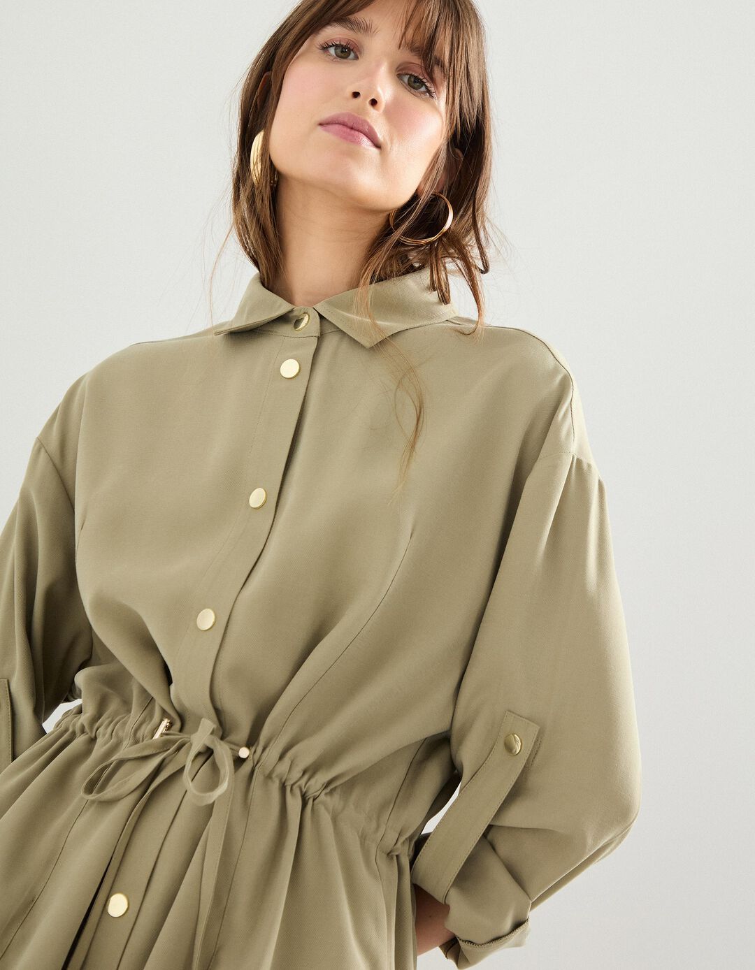 Sobrecamisa em Liocel, Mulher, Caqui