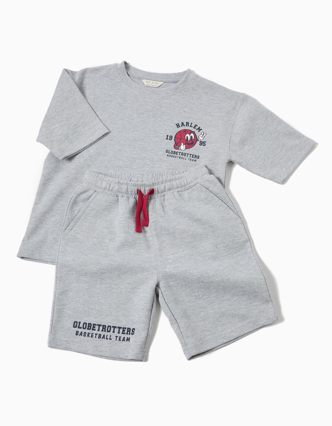 Conjunto T-shirt e Calções Fleece, Menino, Cinzento Claro 