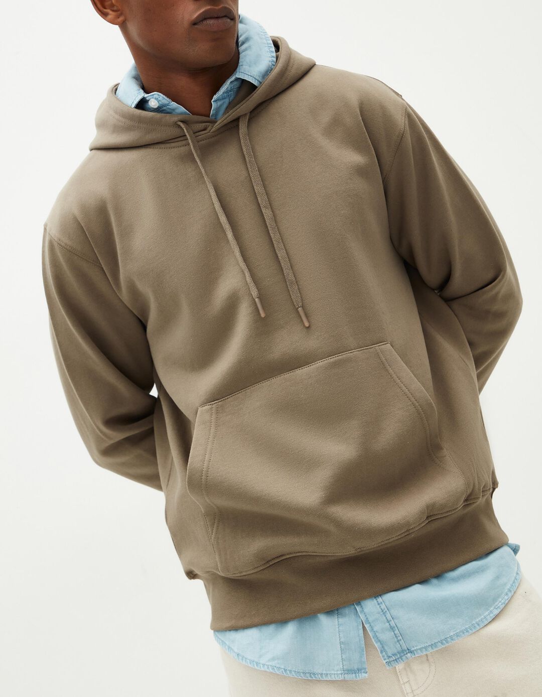 Sweatshirt de Felpa Capuz, Homem, Castanho