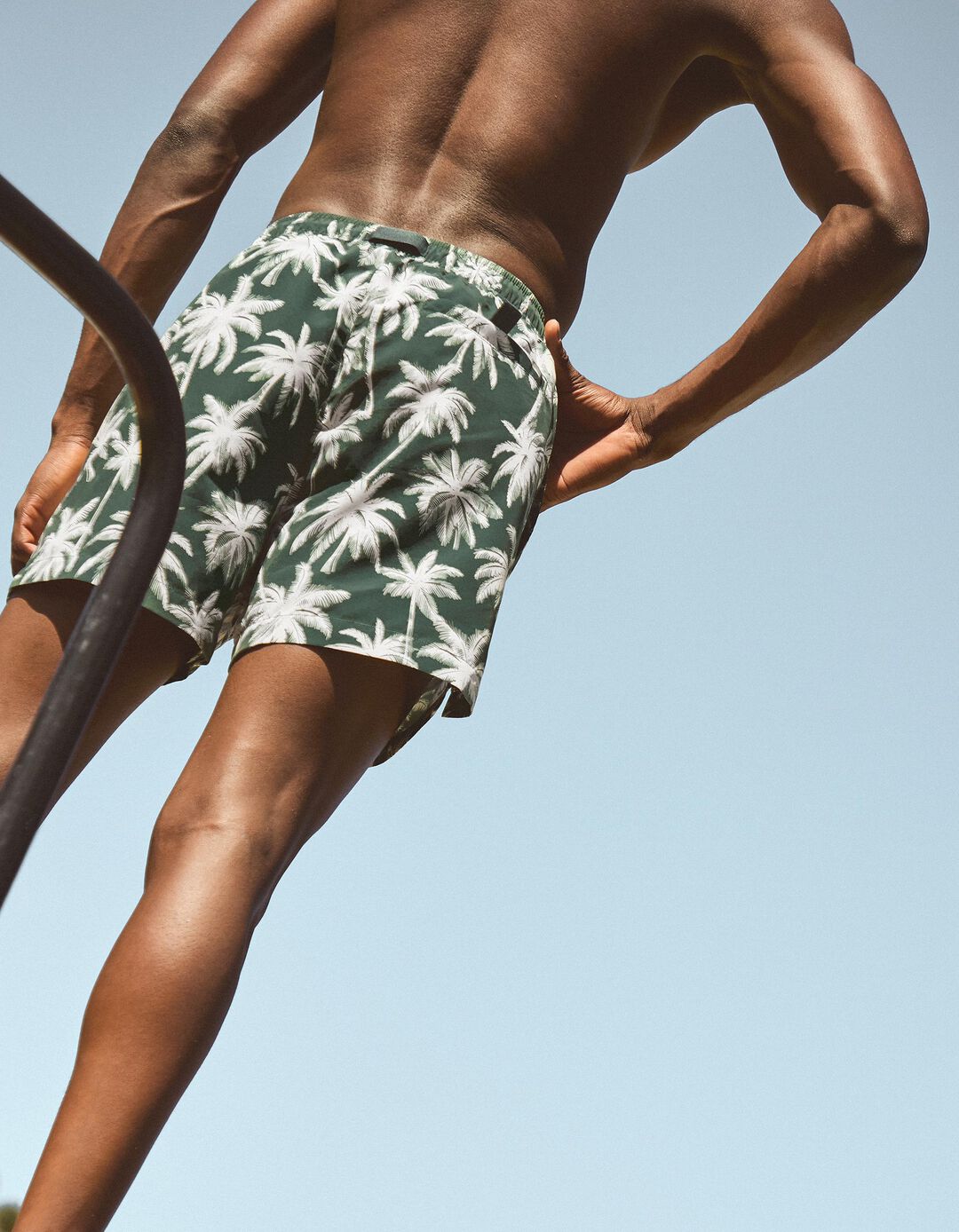 Calções de Banho Estampados, Homem, Verde Escuro 