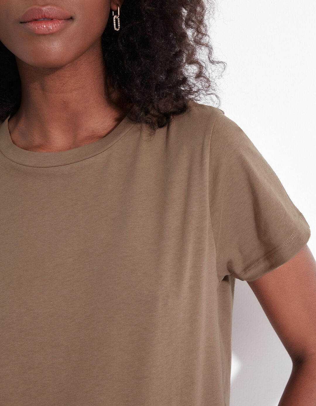 T-shirt, Mulher, Bege Escuro