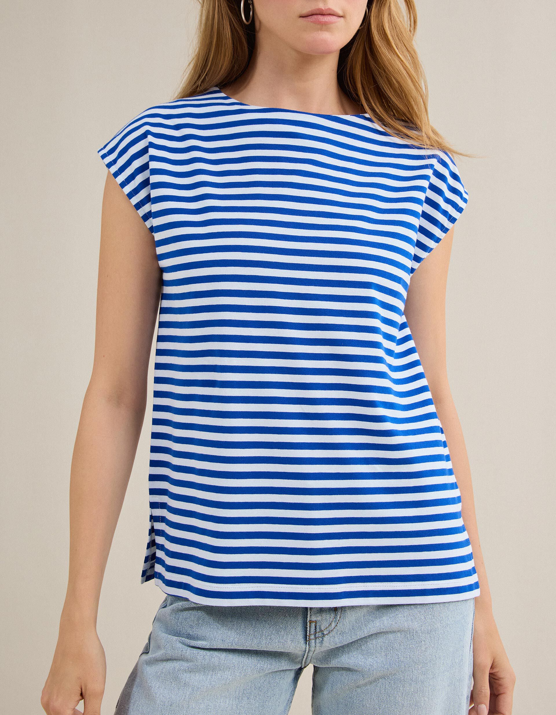 Comprar Online T-shirt Riscas, Mulher, Azul 