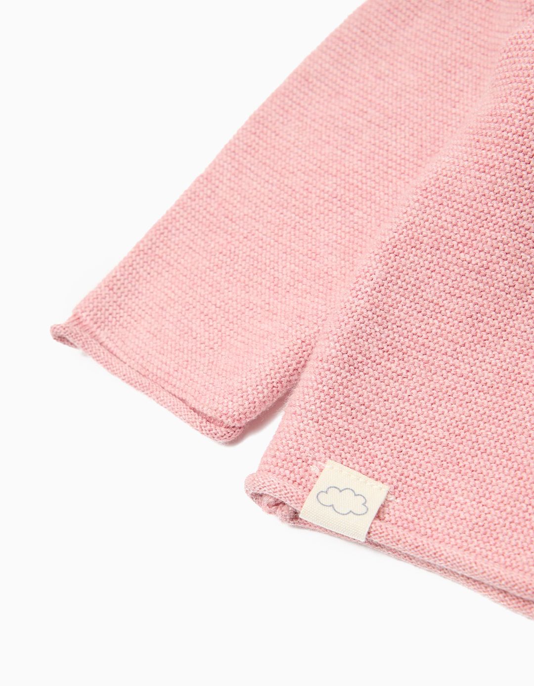 Casaco de Malha, Rec&eacute;m-Nascido, Rosa Claro