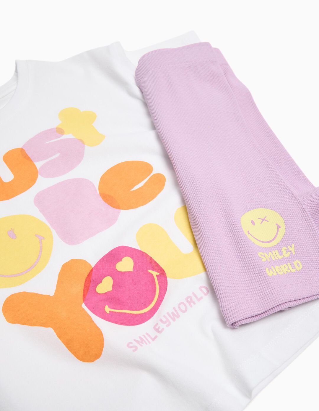 Conjunto T-shirt e Leggings 'Smiley World', Menina, Branco