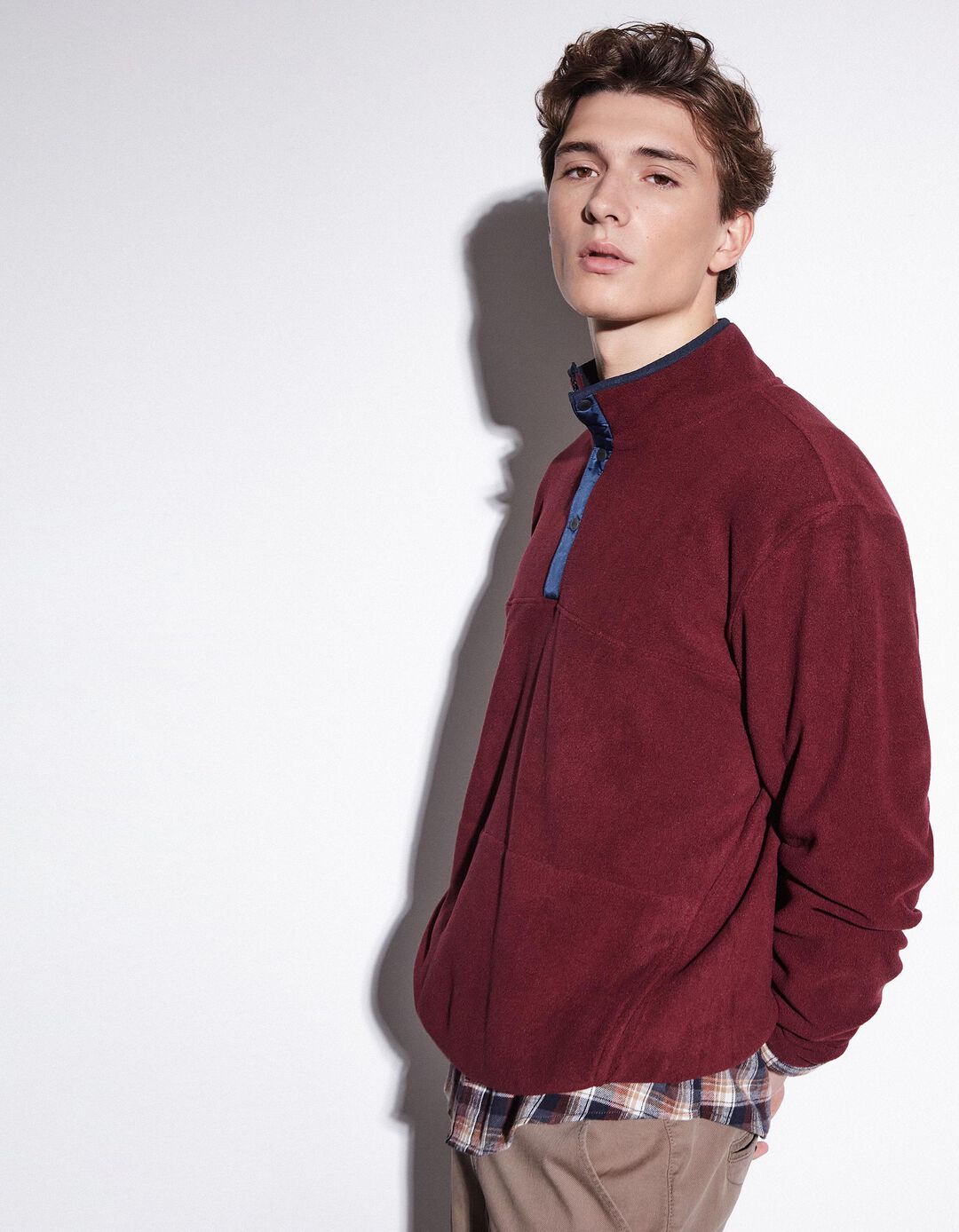 Sweatshirt Polar, Homem, Vermelho Escuro