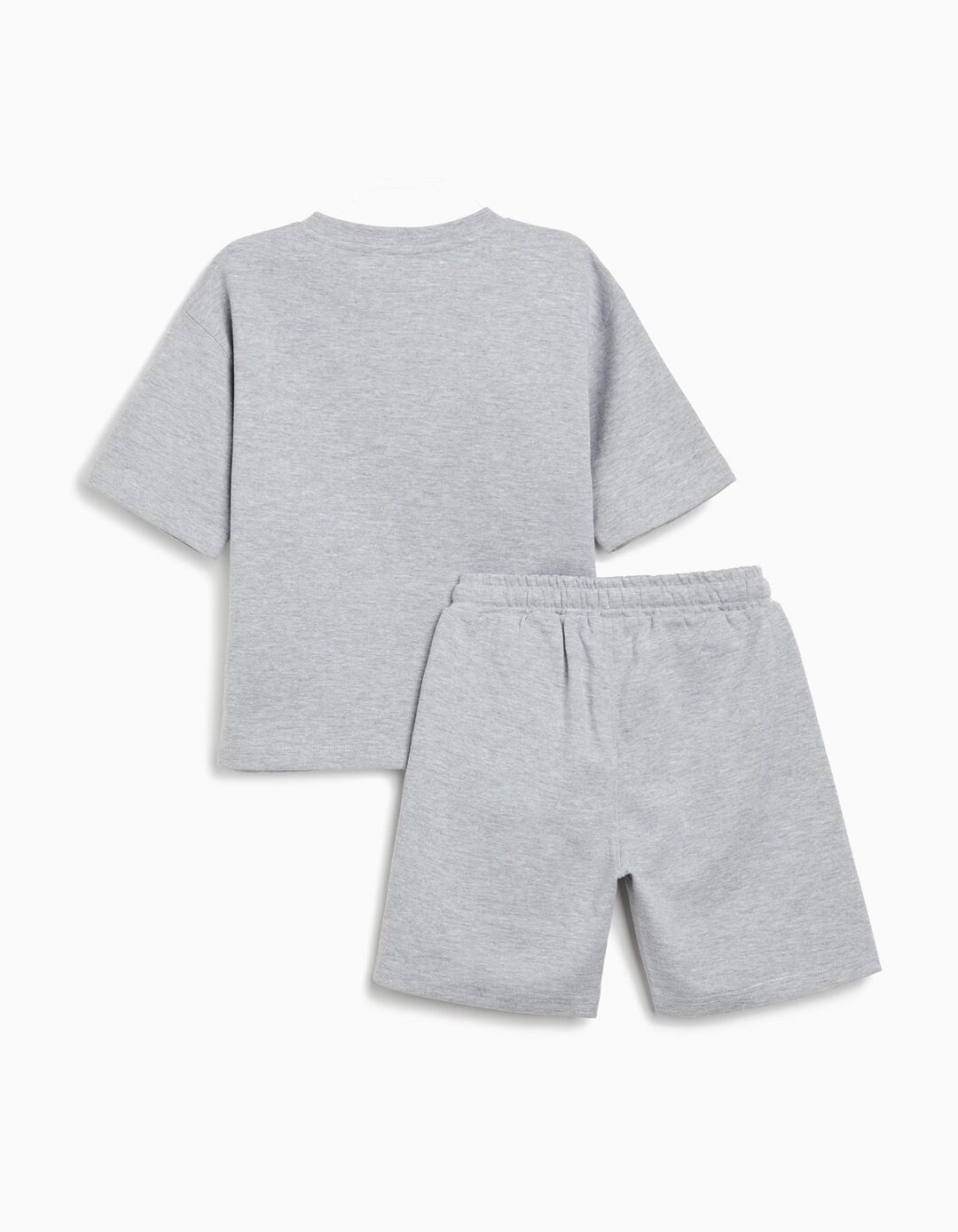 Conjunto T-shirt e Calções Fleece, Menino, Cinzento Claro 