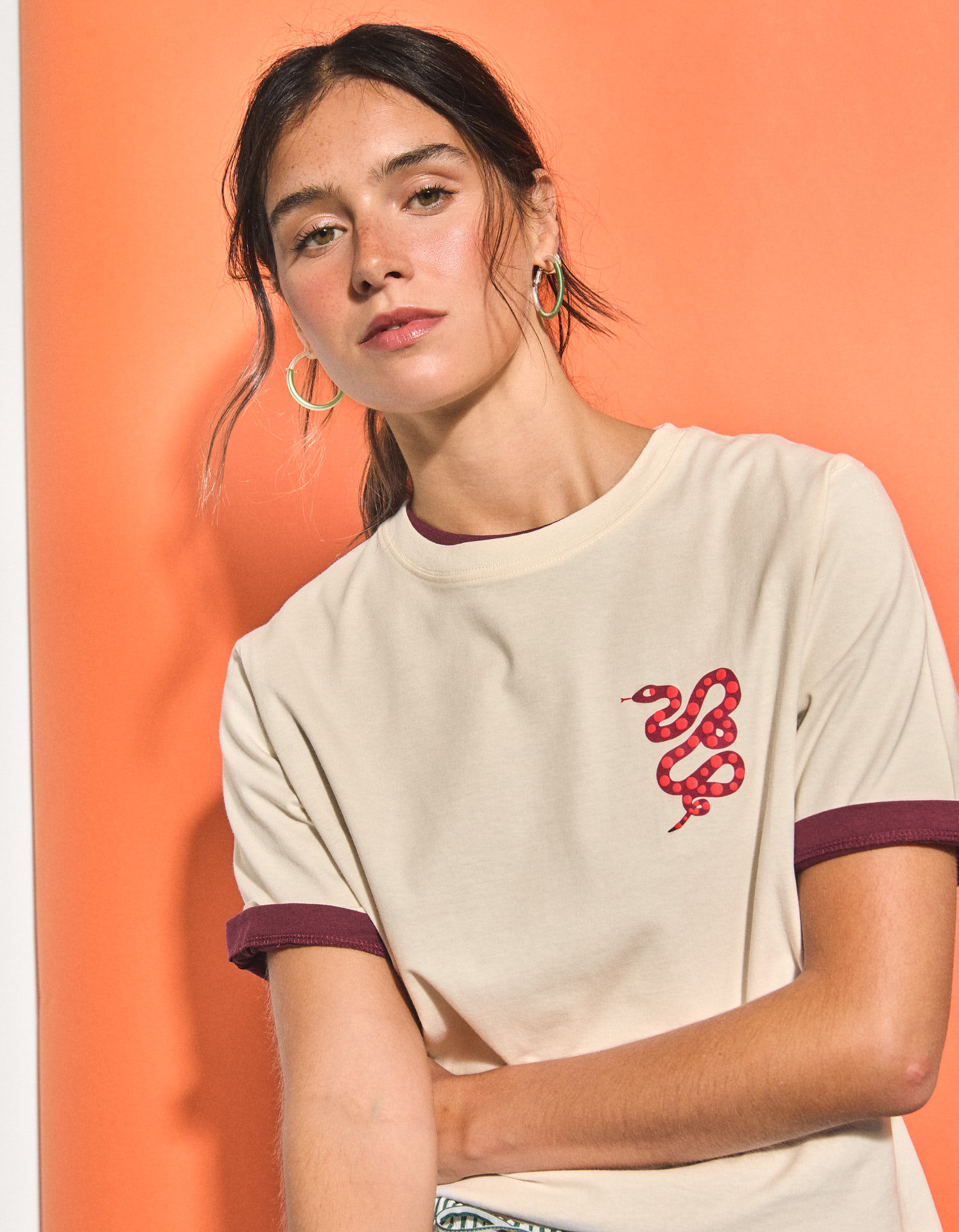Comprar Online T-shirt Estampada, Mulher, Bege Claro