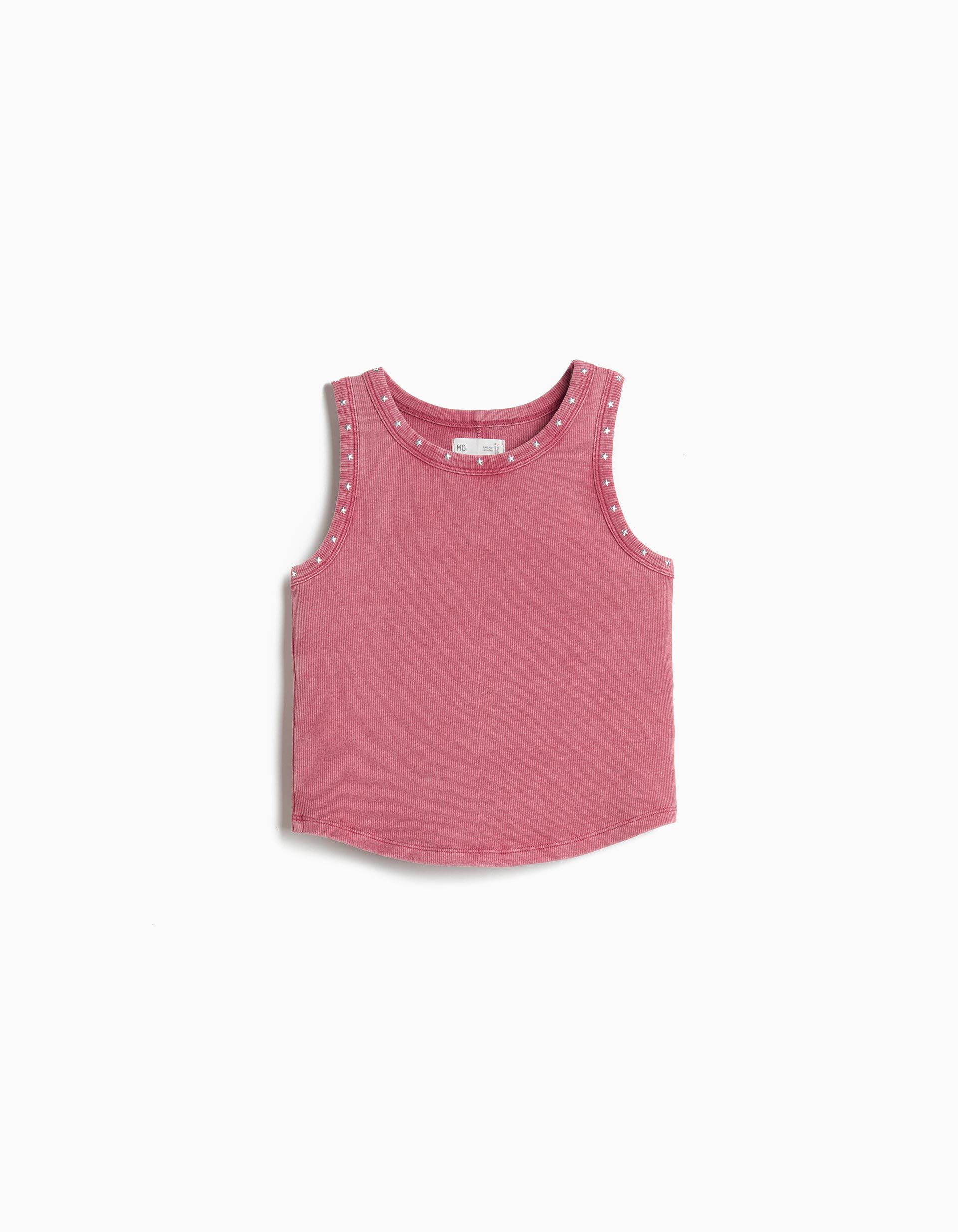 Comprar Online Top de Malha Canelada, Menina, Rosa Escuro