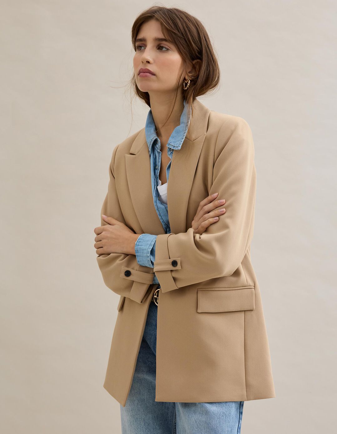 Blazer, Mulher, Bege Claro