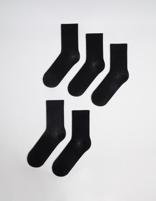 Comprar Online Pack 5 Pares de Meias Lisas, Homem, Preto