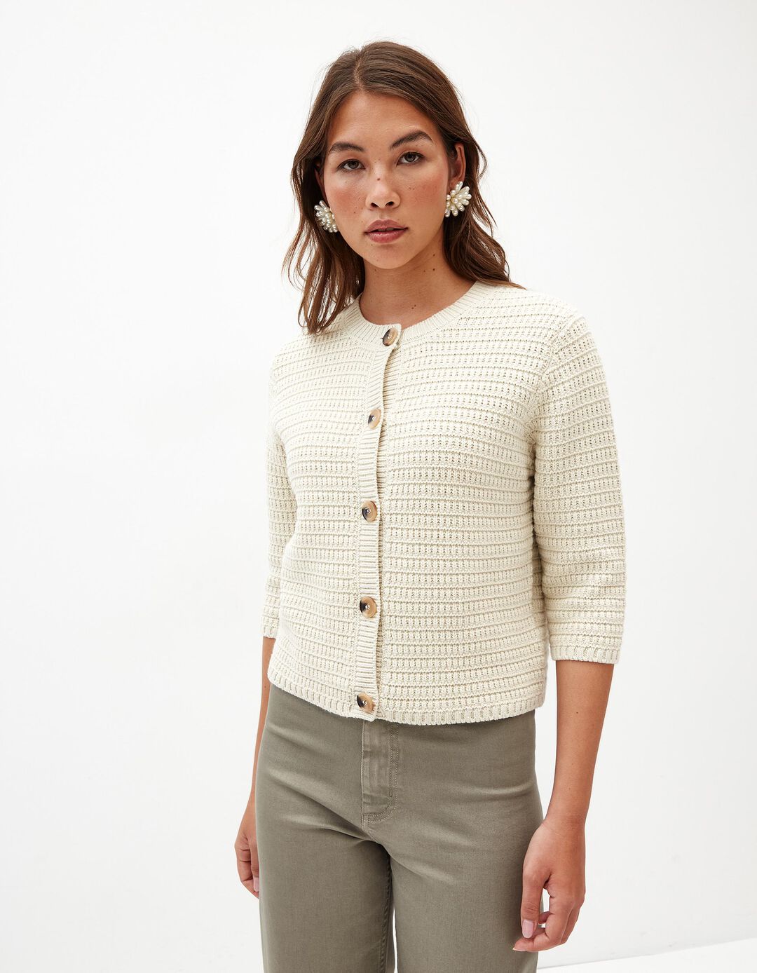 Cardigan, Mulher, Bege