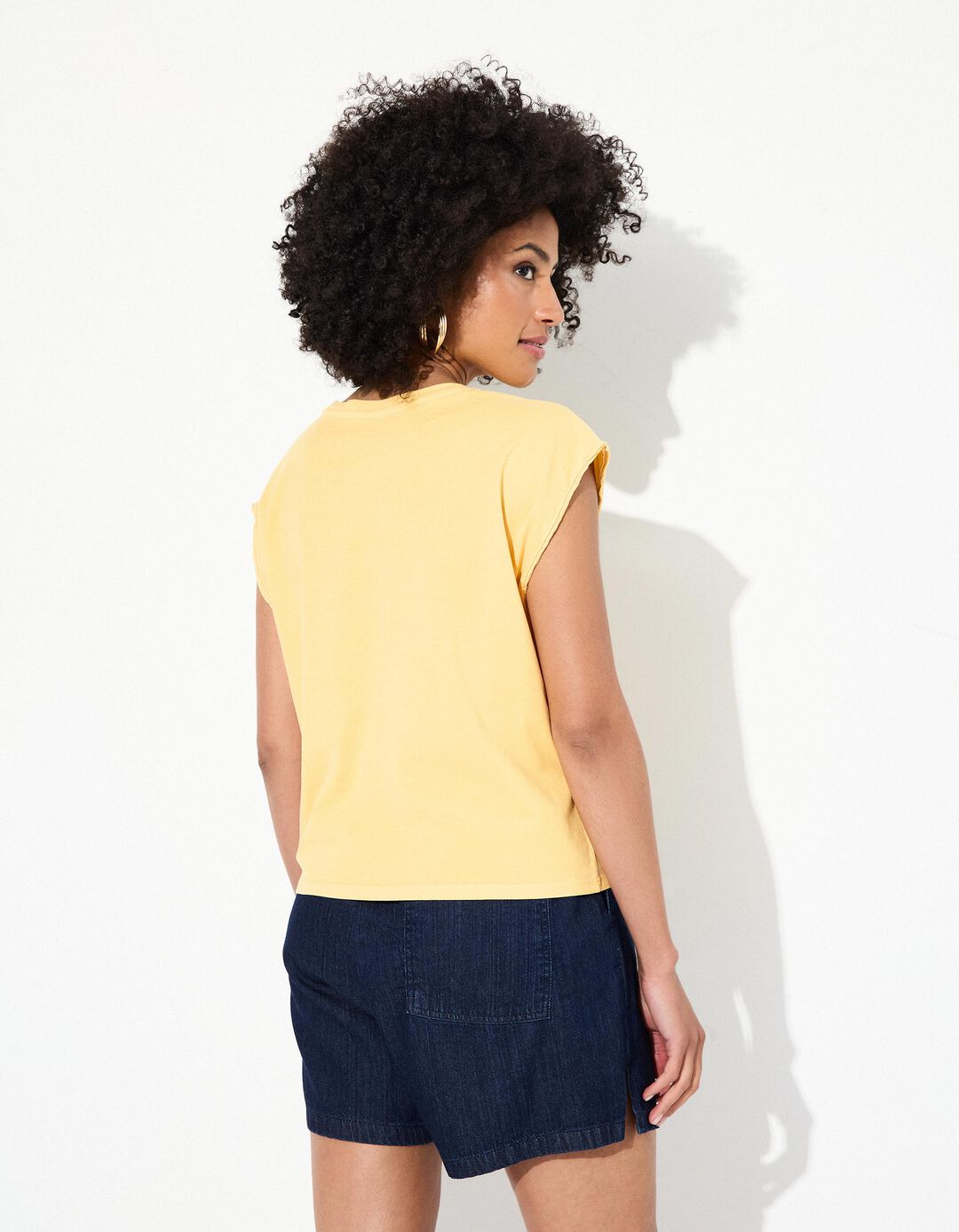 T-shirt sem Mangas, Mulher, Amarelo Escuro 