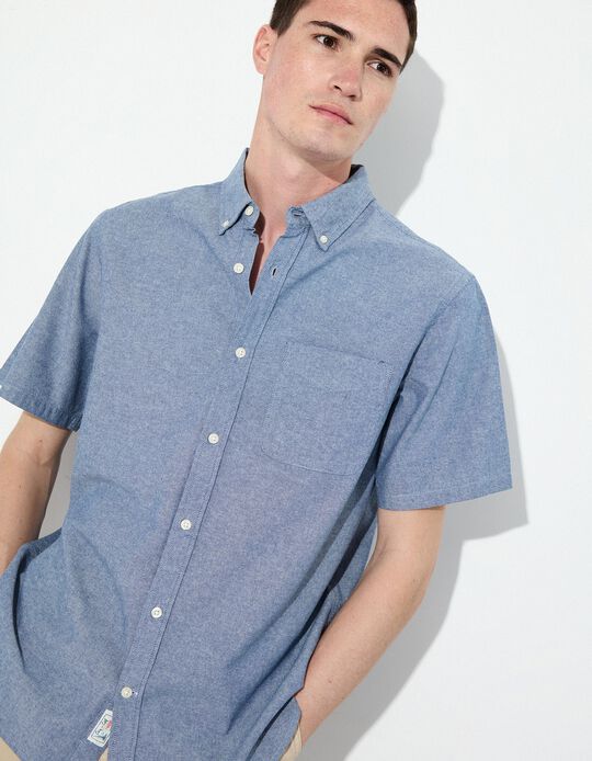 Comprar Online Camisa de Manga Curta, Homem, Azul 