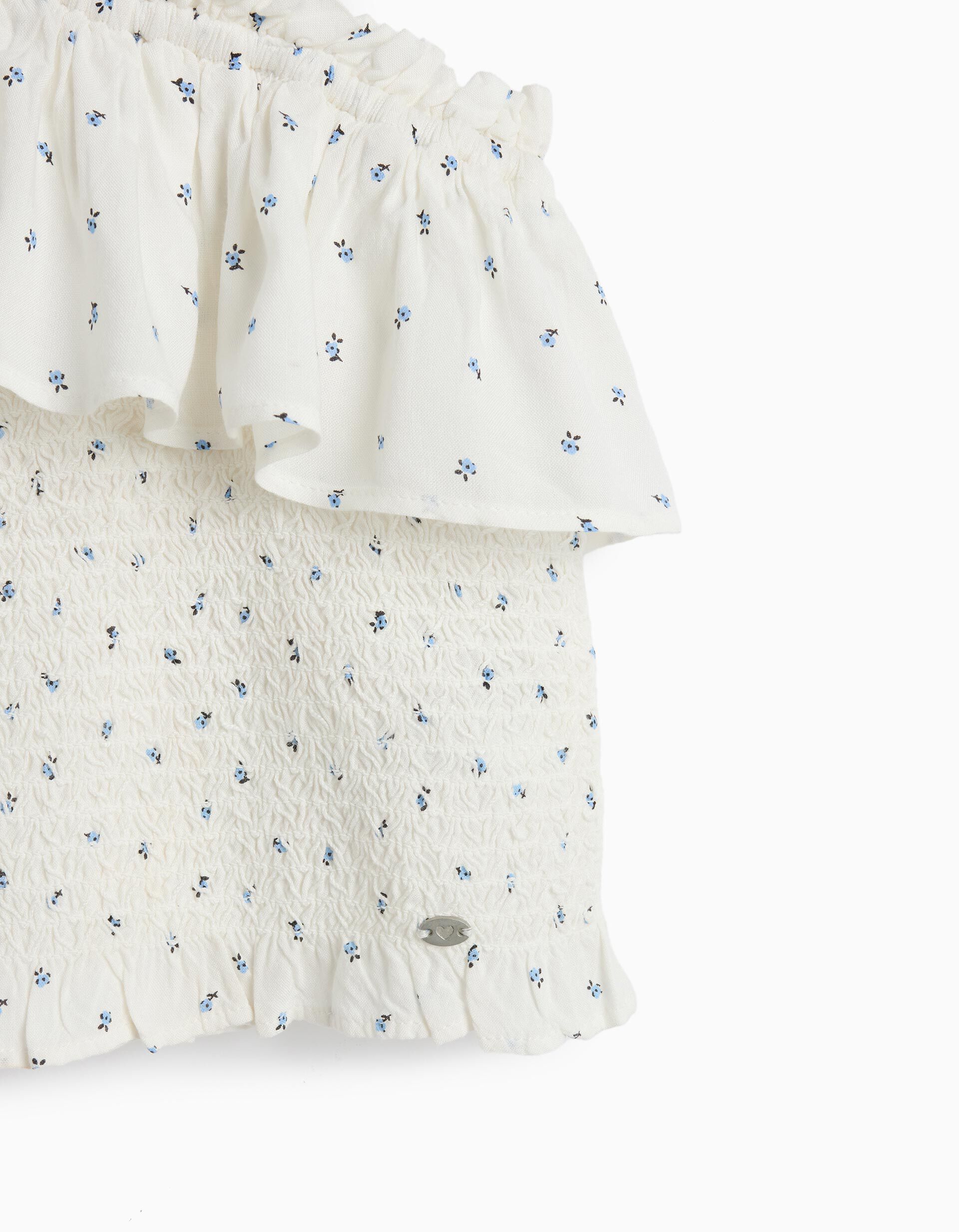 Comprar Online Top Assim&eacute;trico Com Folhos, Menina, Branco