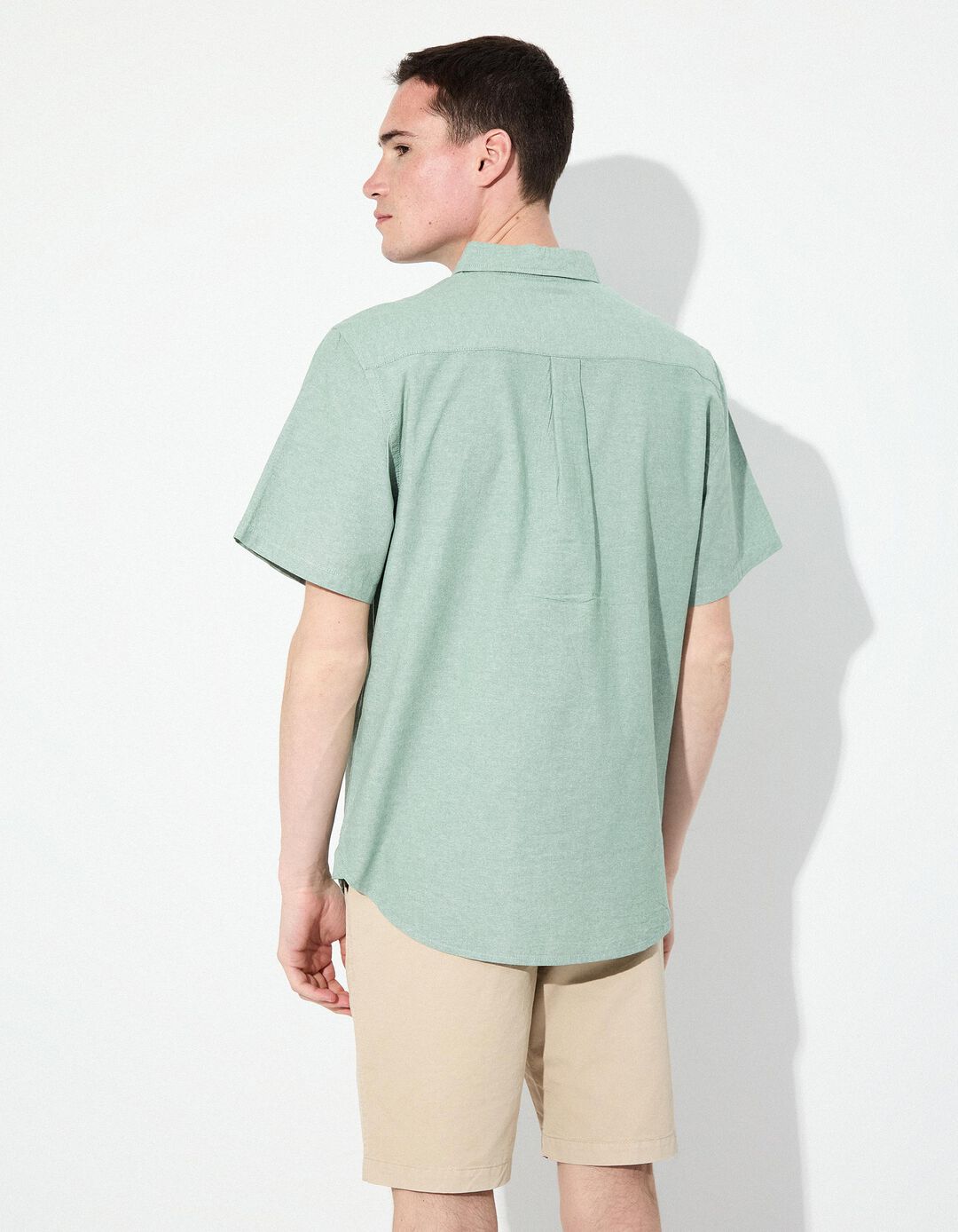Camisa de Manga Curta, Homem, Verde Claro 
