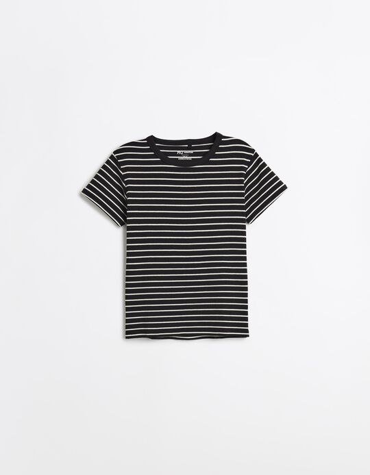 Comprar Online T-shirt Modal &Agrave;s Riscas, Mulher, Preto