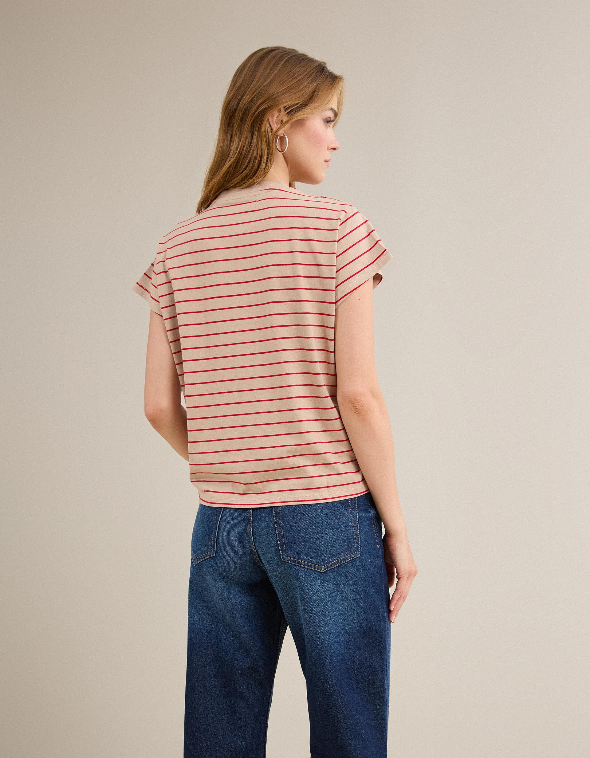 Comprar Online T-shirt &agrave;s Riscas, Mulher, Bege