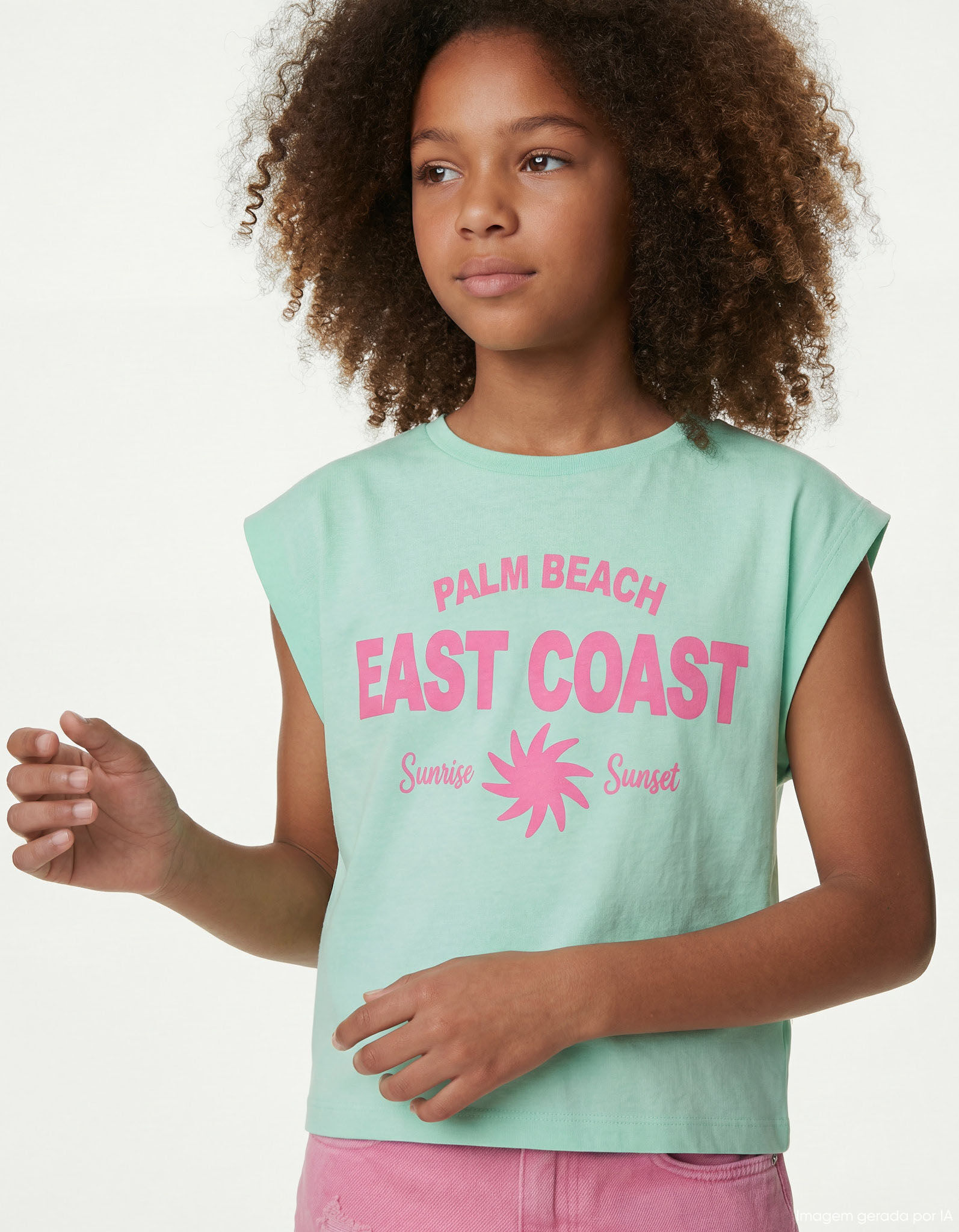 Comprar Online T-shirt Estampada, Menina, Verde Claro