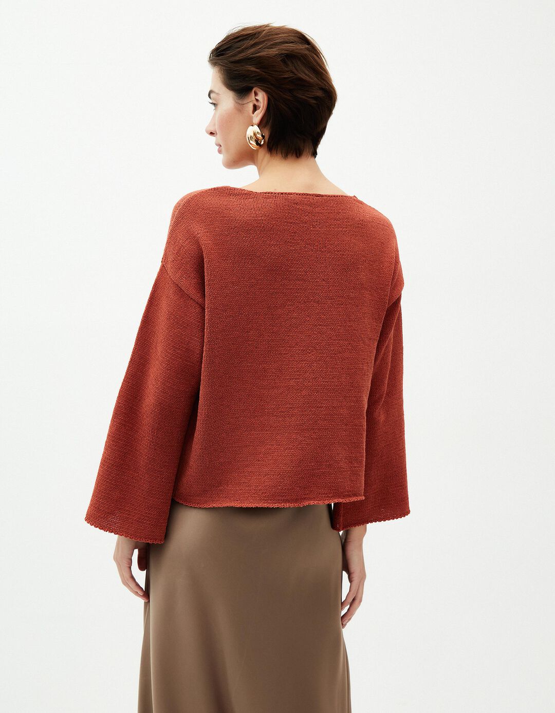 Camisola de Malha, Mulher, Laranja Escuro