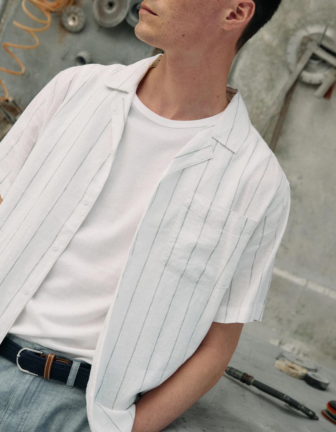 Camisa com Linho, Homem, Branco 