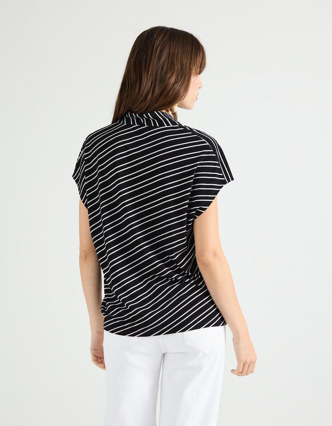 Blusa com Riscas, Mulher, Preto