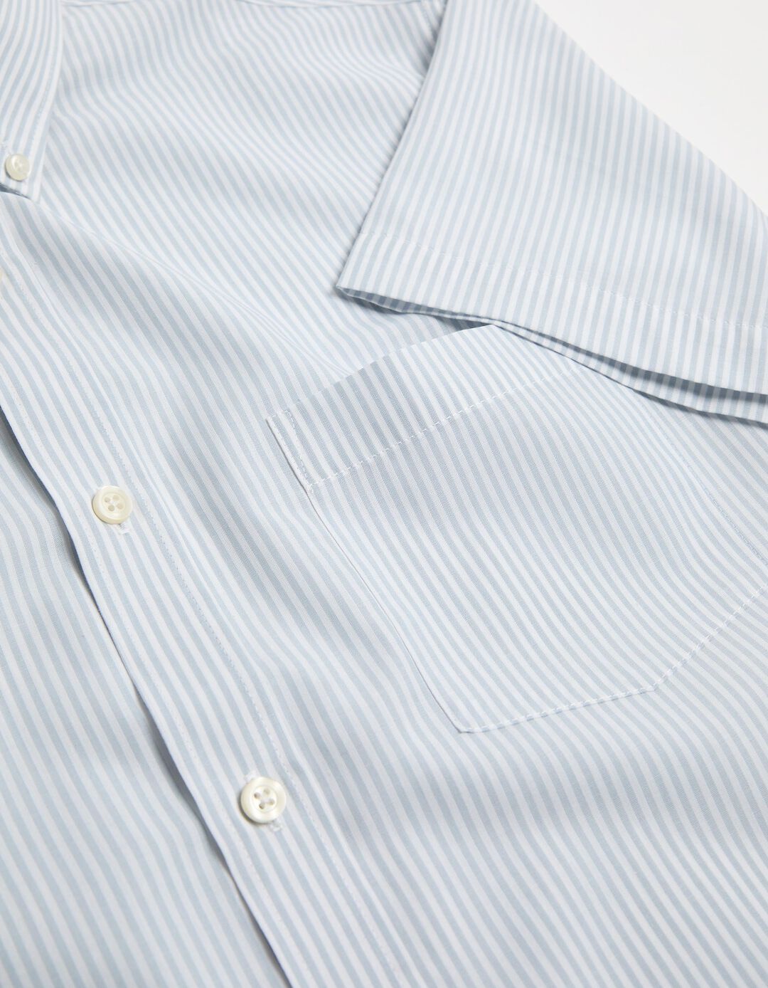 Camisa de Manga Curta Riscas, Homem, Azul Claro