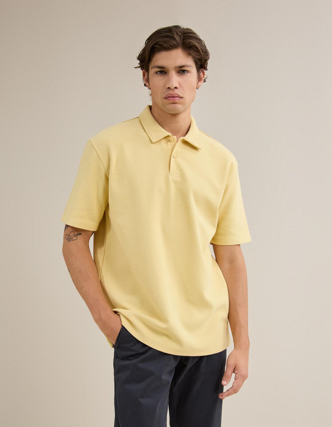 Polo Estruturado, Homem, Amarelo