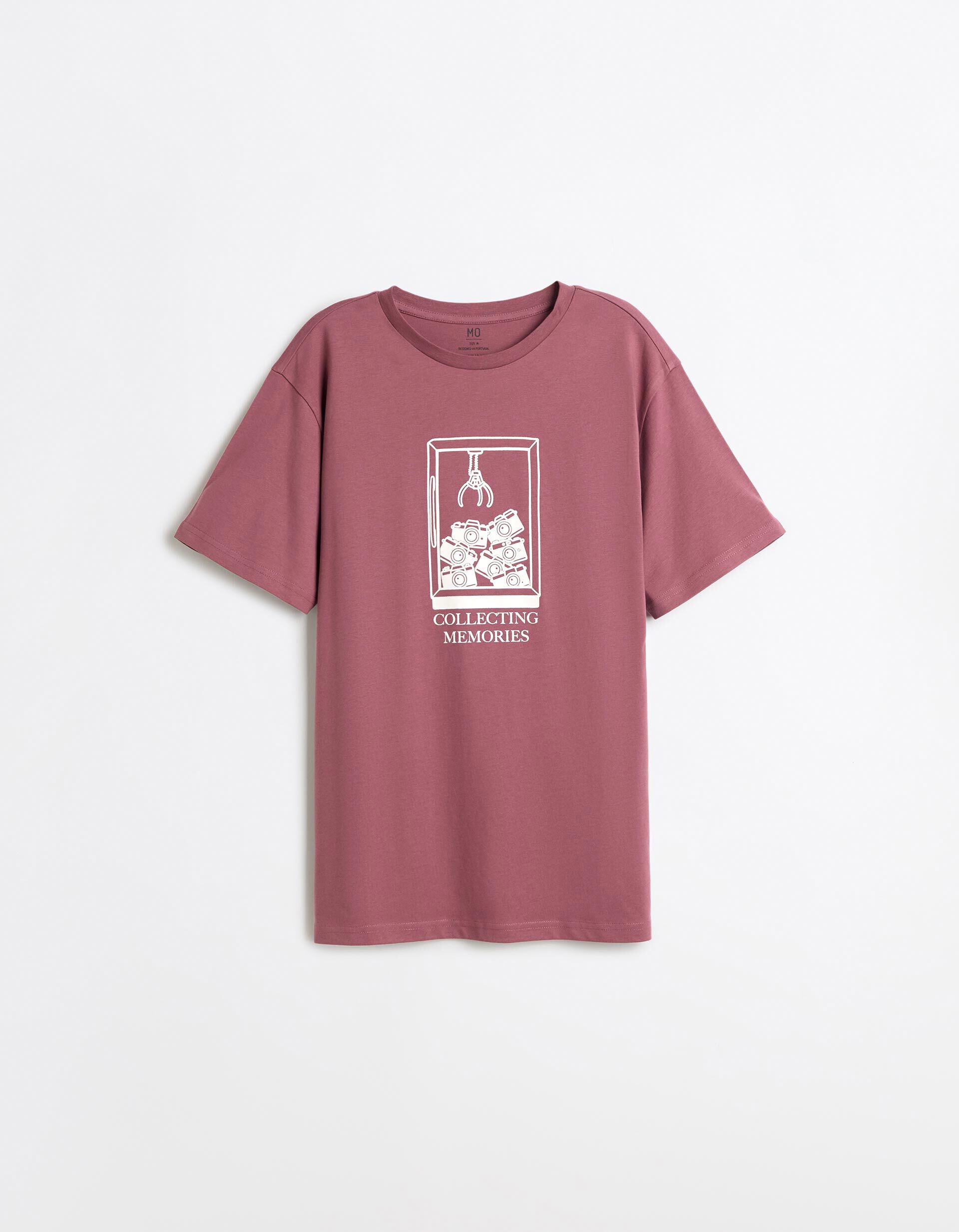 Comprar Online T-shirt Jersey Estampada, Homem, Rosa Escuro