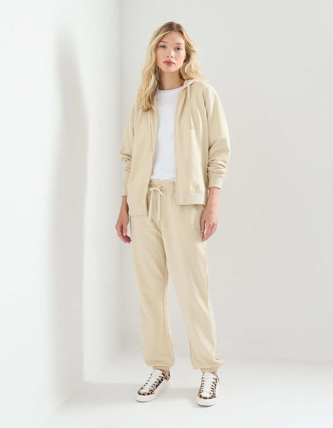 Calças Joggers, Mulher, Bege Claro 