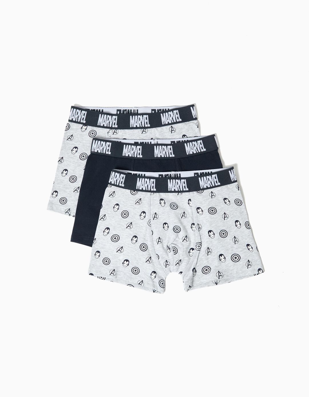 Pack 3 Boxers 'Avengers', Menino, Cinzento Claro