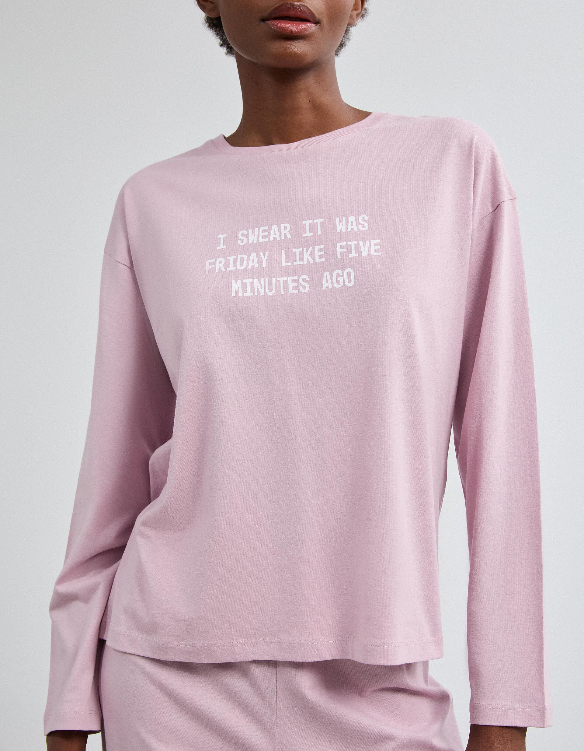 Comprar Online Pijama Jersey Estampado, Mulher, Rosa Claro