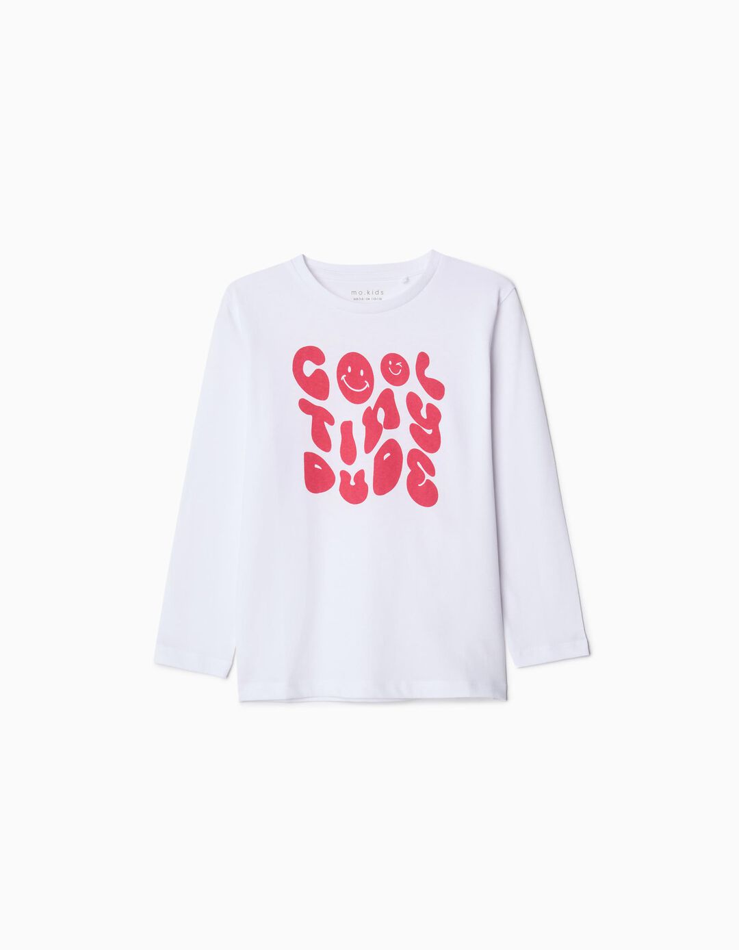 T-shirt de Manga Comprida, Menino, Branco
