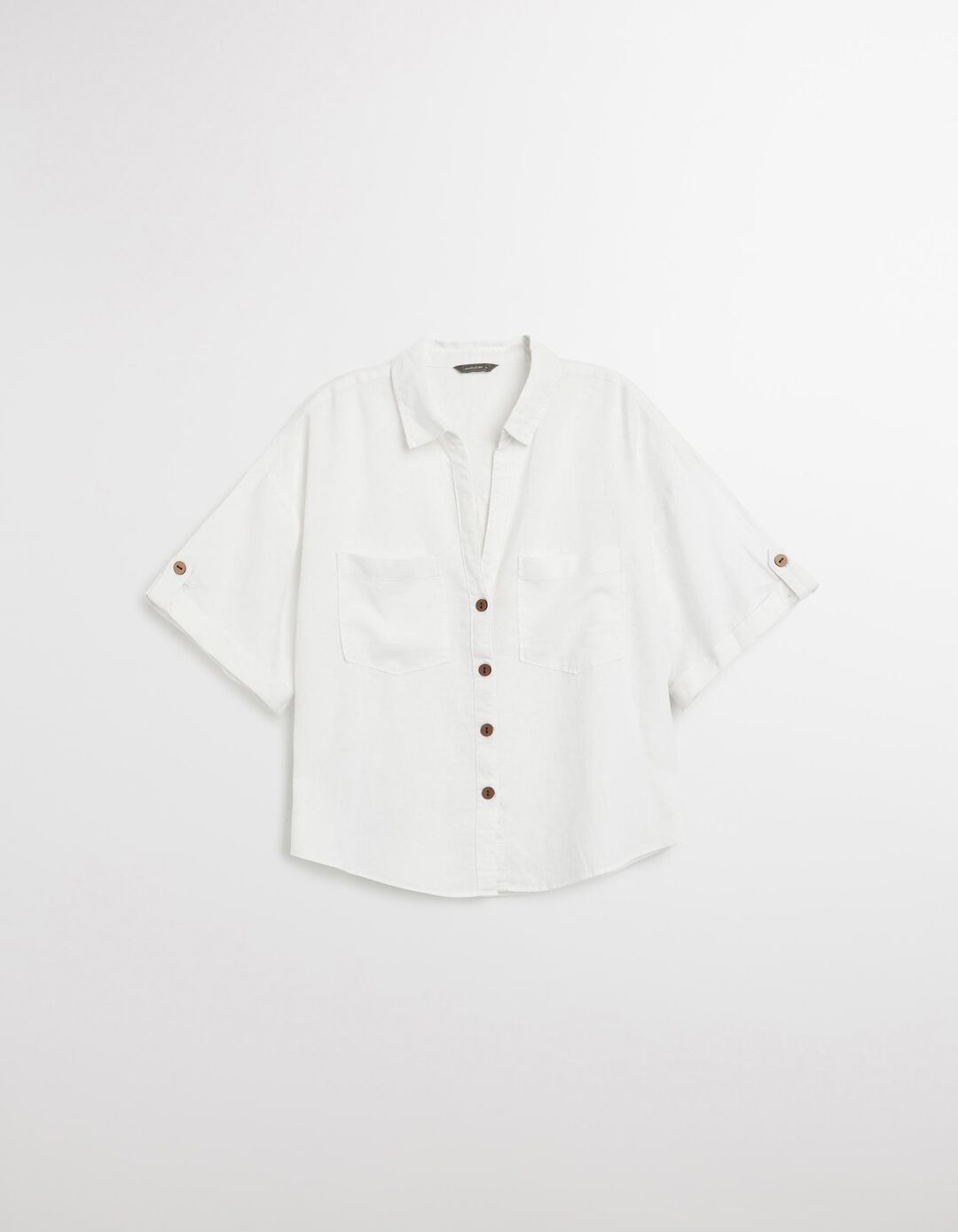 Camisa Curta com Linho, Mulher, Branco