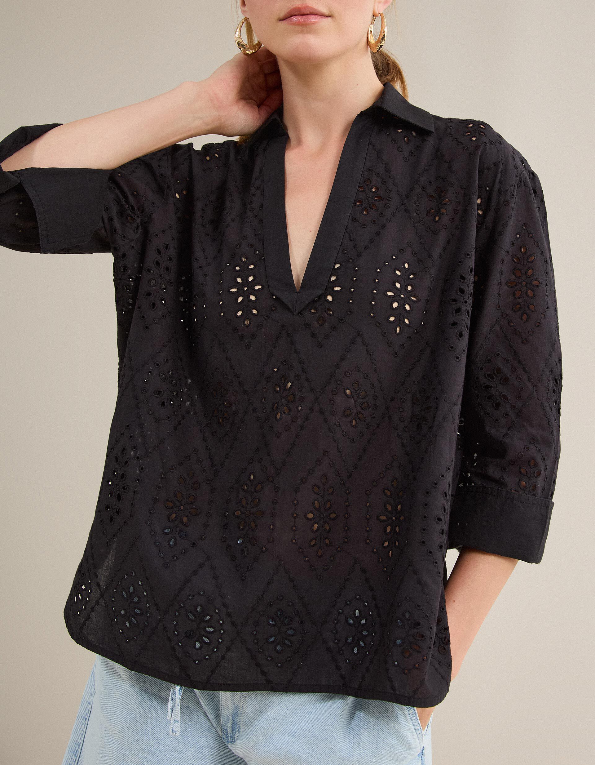 Comprar Online Blusa com Bordados, Mulher, Preto