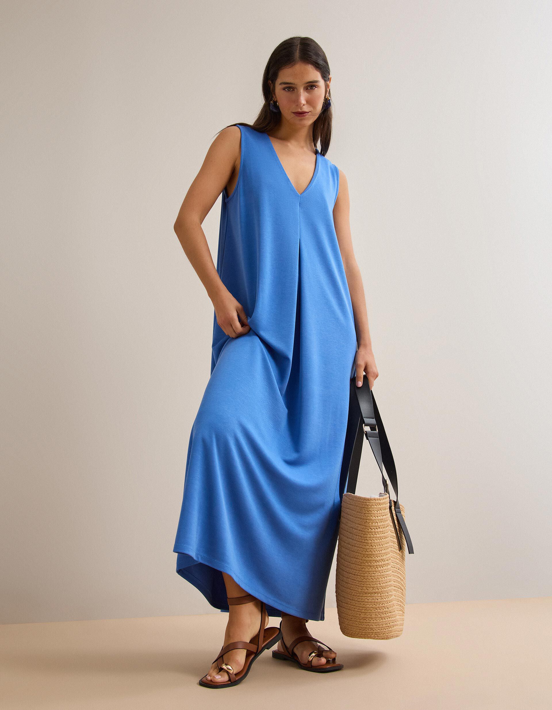 Comprar Online Vestido Comprido, Mulher, Azul 
