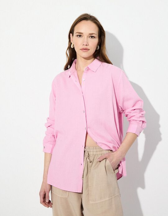 Comprar Online Camisa com Linho, Mulher, Rosa