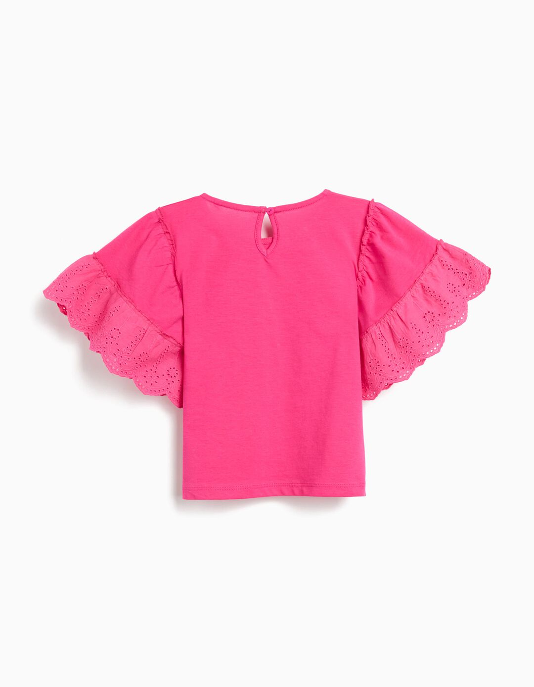 T-shirt Bordada, Menina, Rosa Escuro 