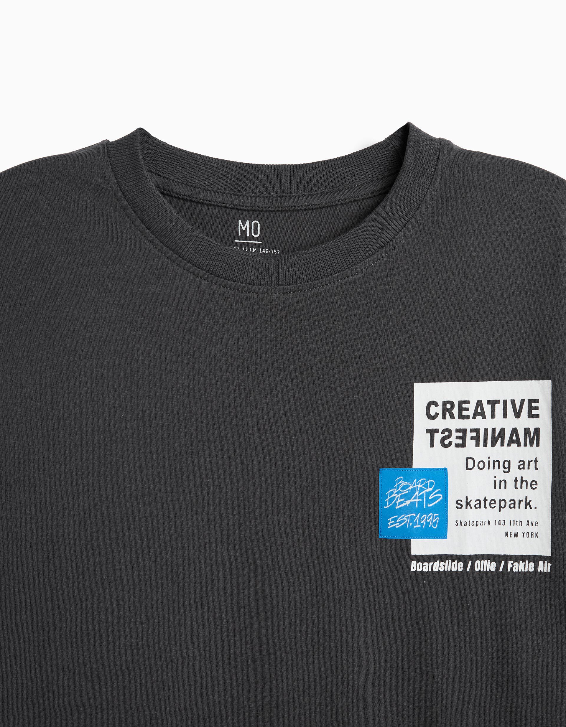 Comprar Online T-shirt Estampada 'Loose Fit', Menino, Cinzento Escuro