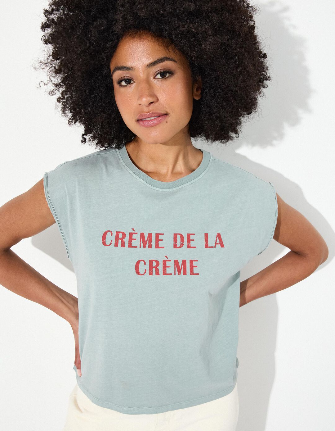 T-shirt sem Mangas, Mulher, Verde Claro 