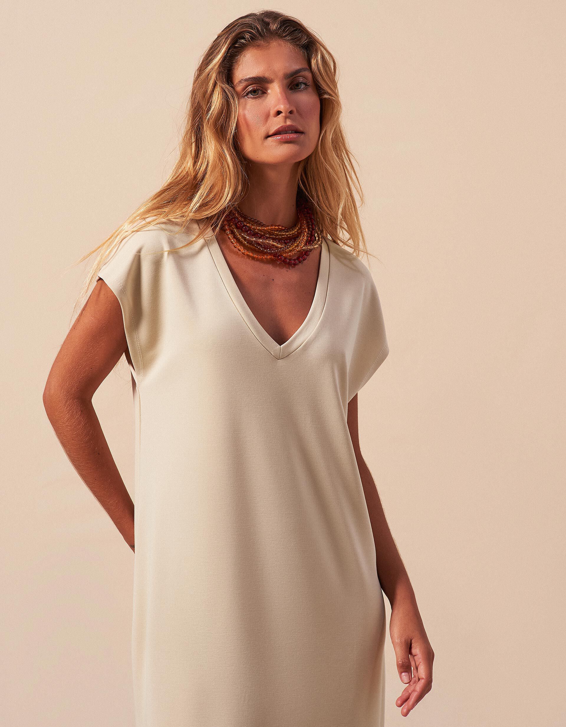 Comprar Online Vestido Midi, Mulher, Bege