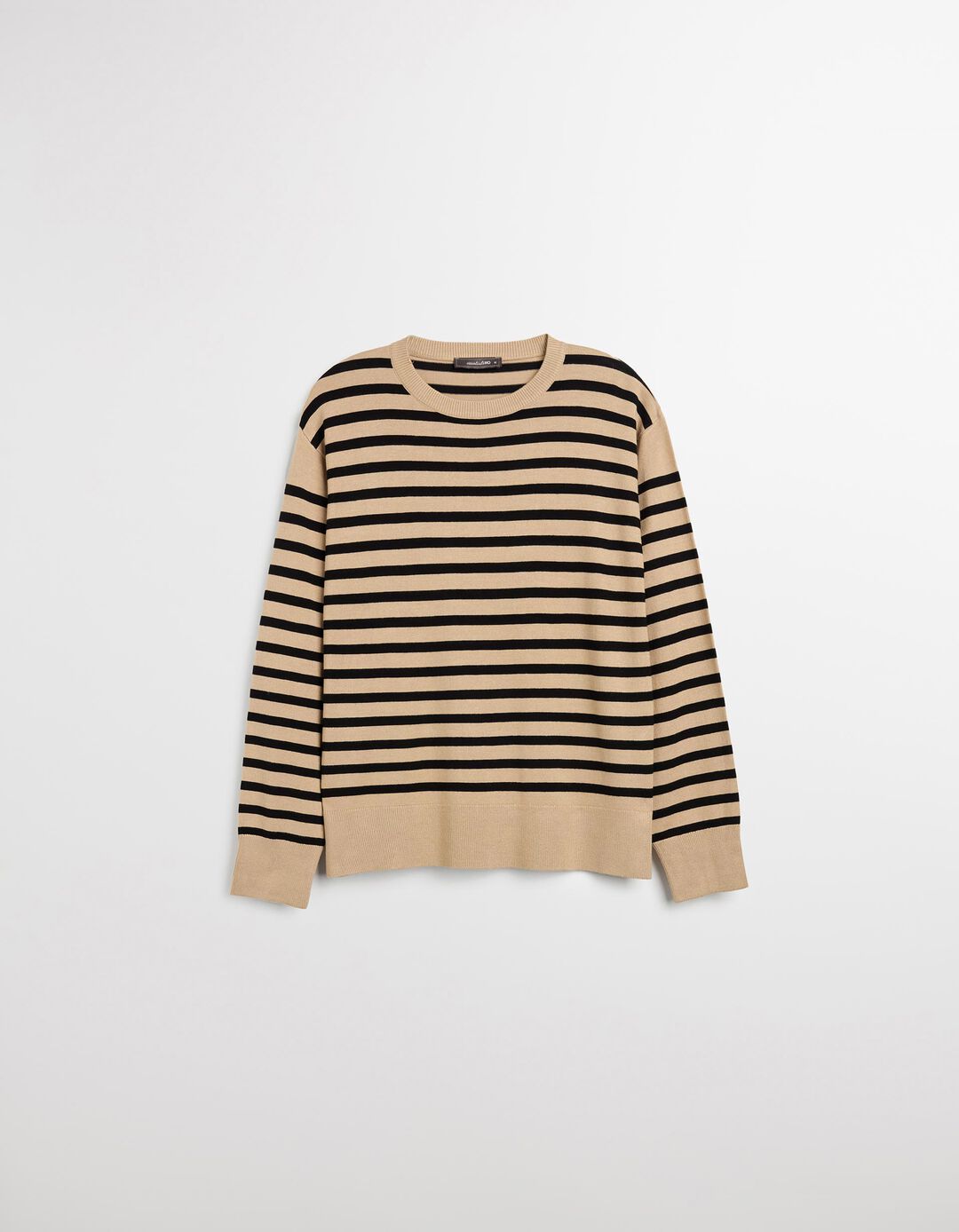 Camisola de Malha com Riscas, Mulher, Bege