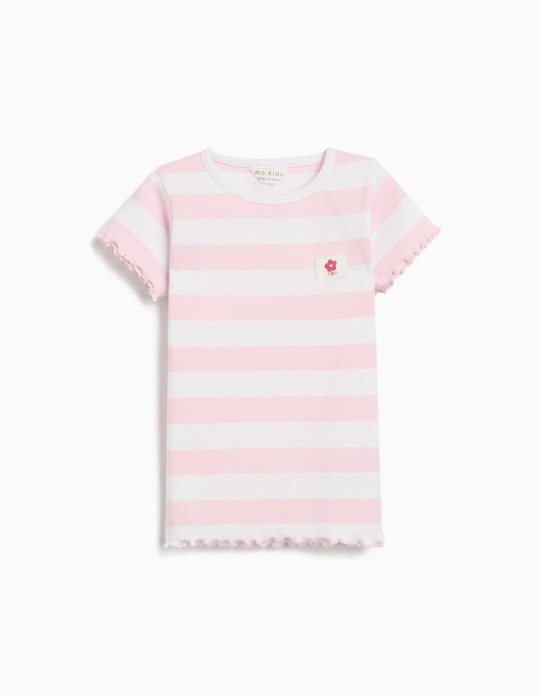T-shirt Riscas, Menina, Rosa Claro 